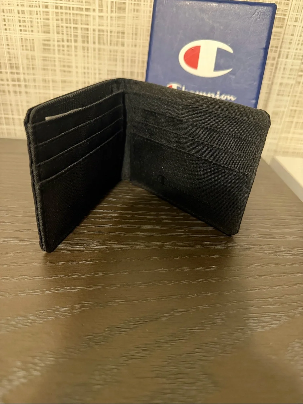 Champion Black Phone Wallet Case with White and Red Logo